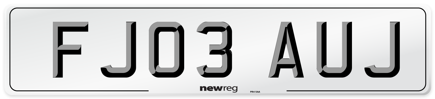 FJ03 AUJ Number Plate from New Reg